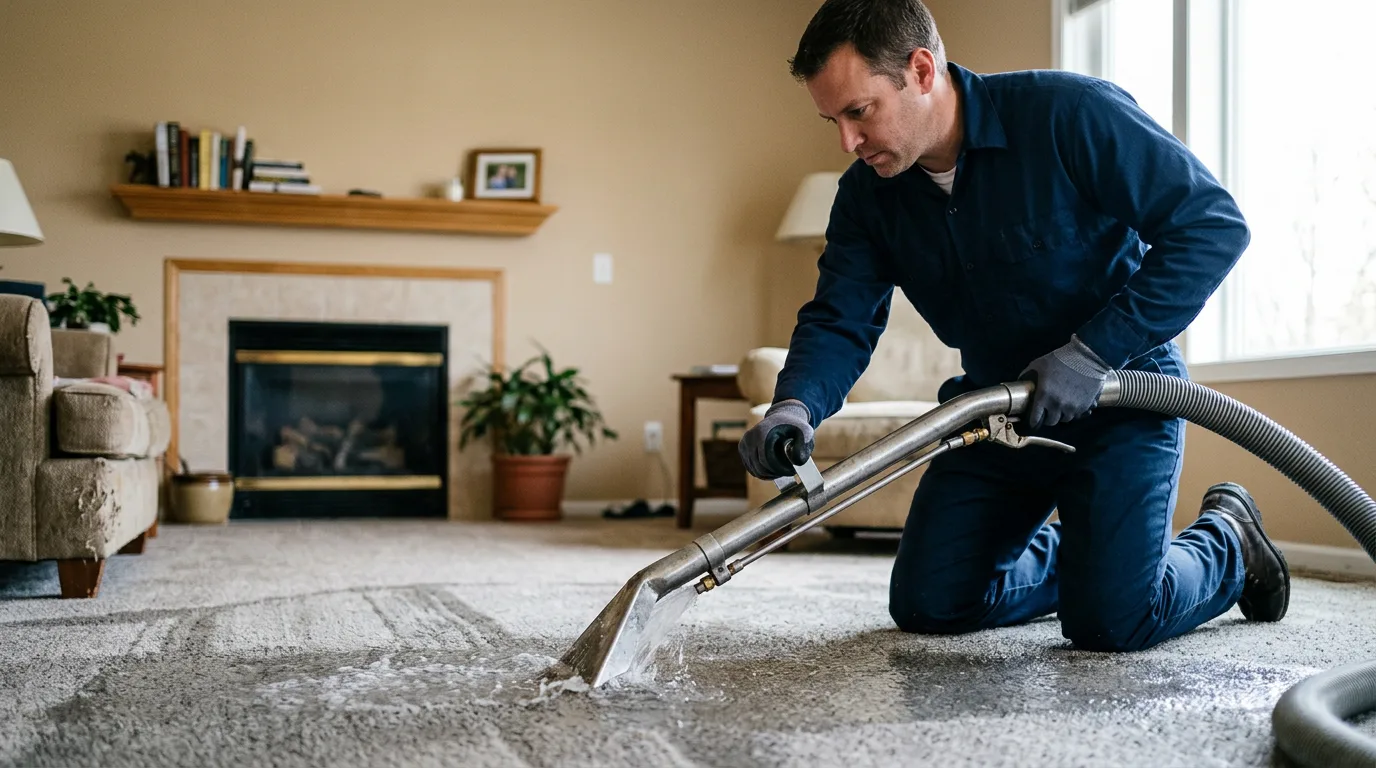 Water damage restoration technician working near Cedar, IA